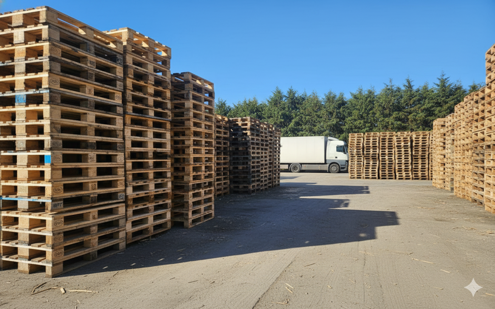 Palettes en bois d'occasion et neuves de La Maillanaise, prêtes pour un transport robuste et un stockage éco-responsable près d'Avignon